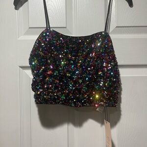 SHEIN Vibrant Sequin Crop Top